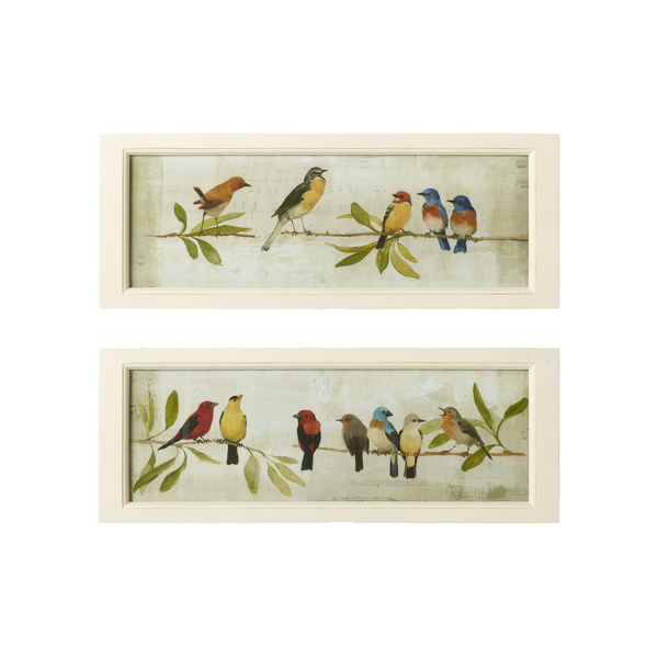 Framed Bird on Branch Wall Decor (2 asstd)