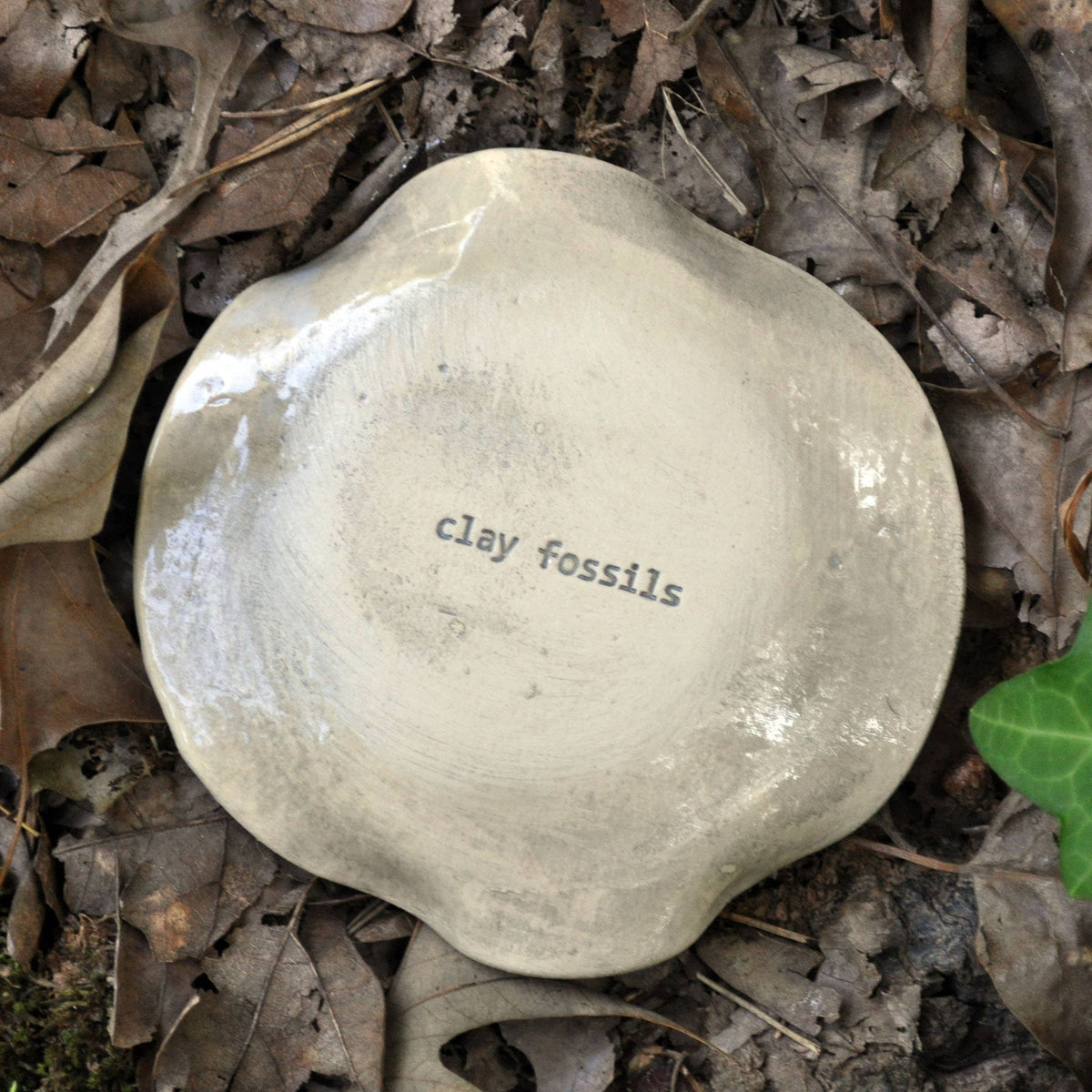 Clay Fossils - Handmade Pottery, Blue Rabbit Moon, spoon rest, soap dish