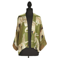 One Hundred Stars Short Heron Kimono in Green