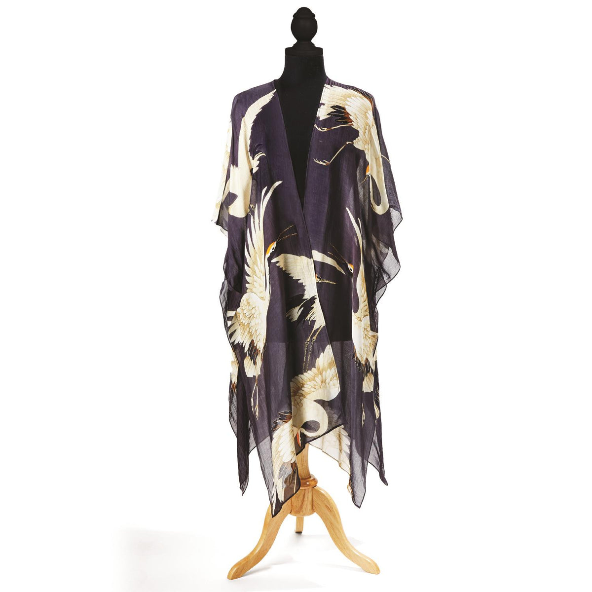 One Hundred Stars Long Heron Kimono in Charcoal