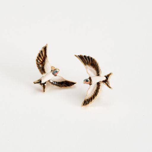 Fable England - Enamel Swallow Stud Earrings