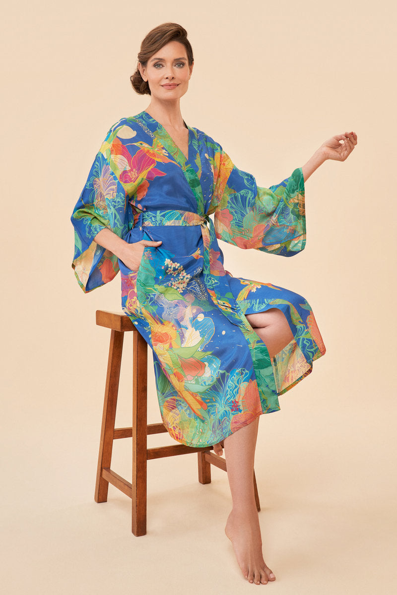 Hummingbird Kimono Gown in Dusk