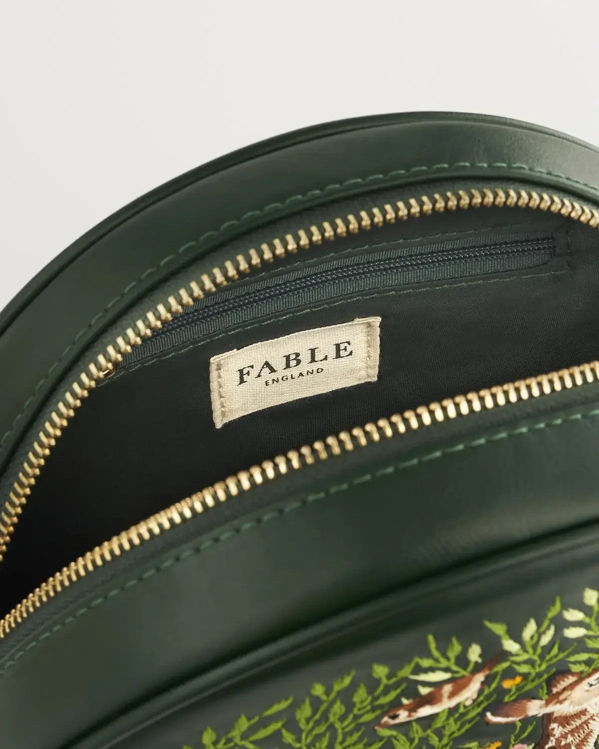 Fable England - Chloe Fawn Embroidered Circle Bag Green