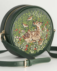Fable England - Chloe Fawn Embroidered Circle Bag Green