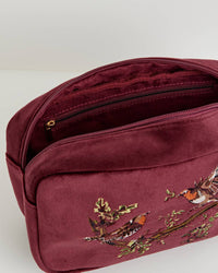 Fable England - Robin Love Embroidered Velvet Pouch