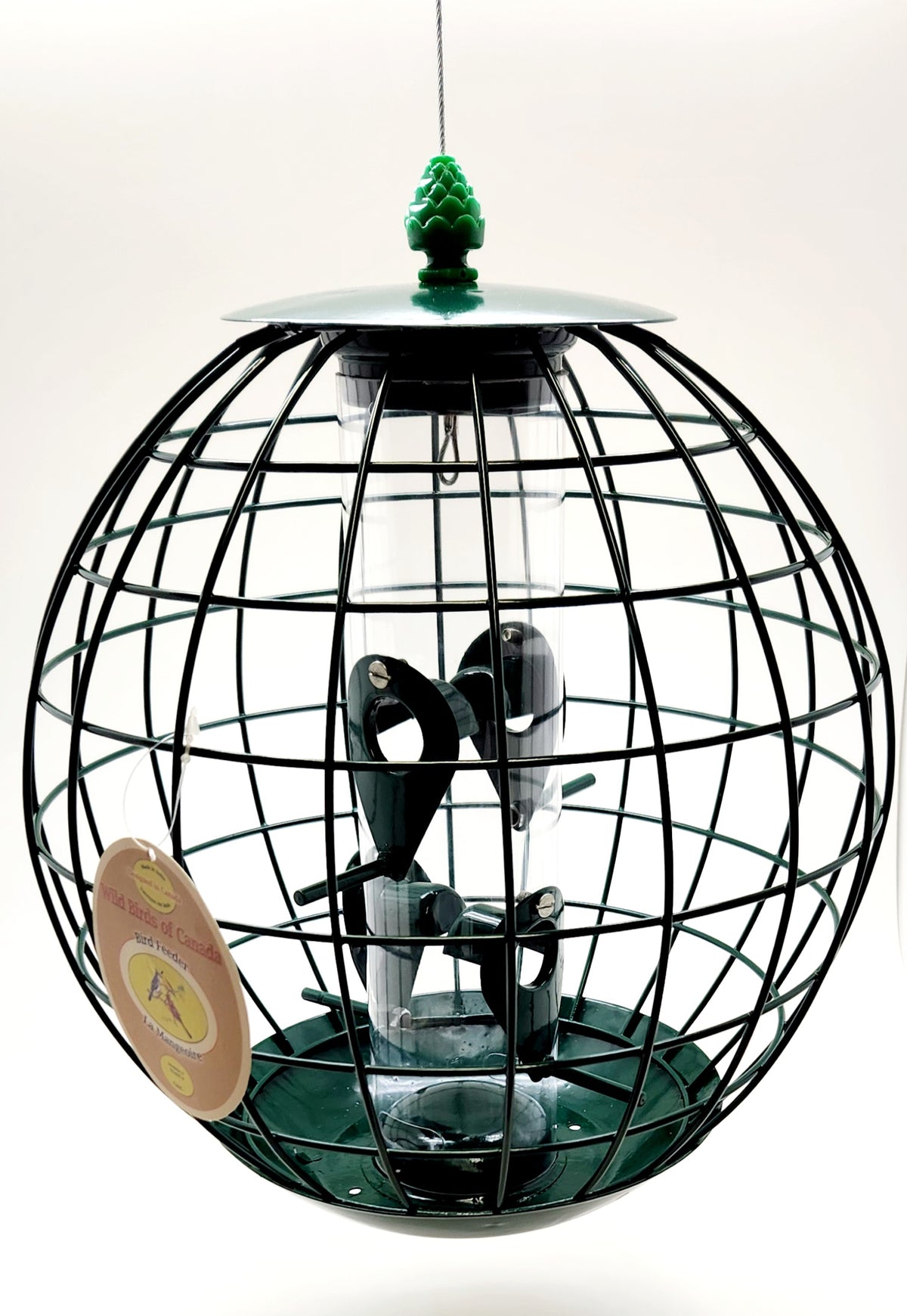 Green Round Caged Sunflower Tube Feeder