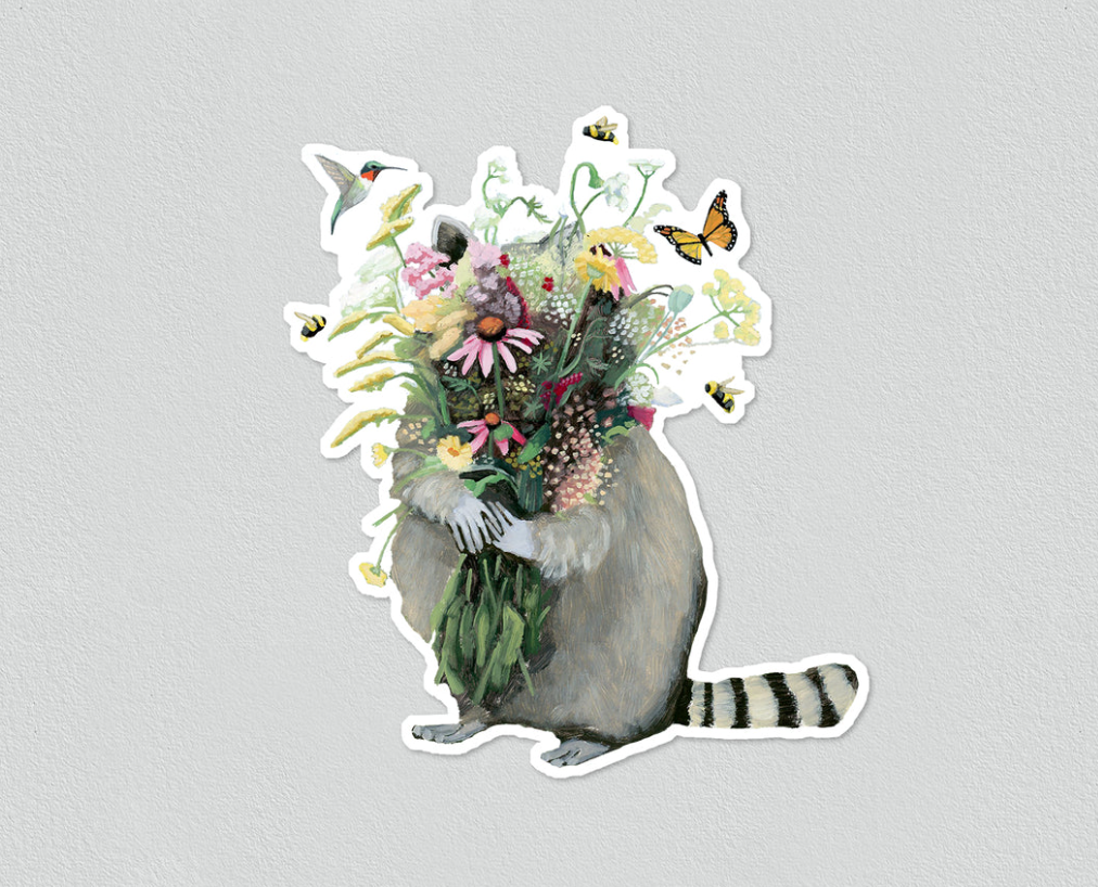Raccoon Vinyl sticker by Kim Ferreira