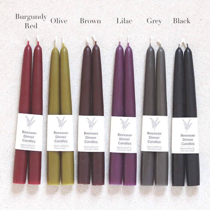 Five Bees Yard - Large Handmade Beeswax Dinner Candles | Taper | Non Dripping