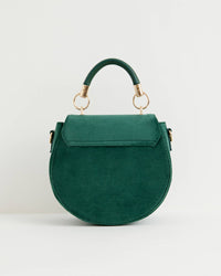 Fable England - Robin Love Fern Green Velvet Embroidered Saddle Bag