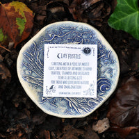 Clay Fossils - Handmade Pottery, Blue Rabbit Moon, spoon rest, soap dish