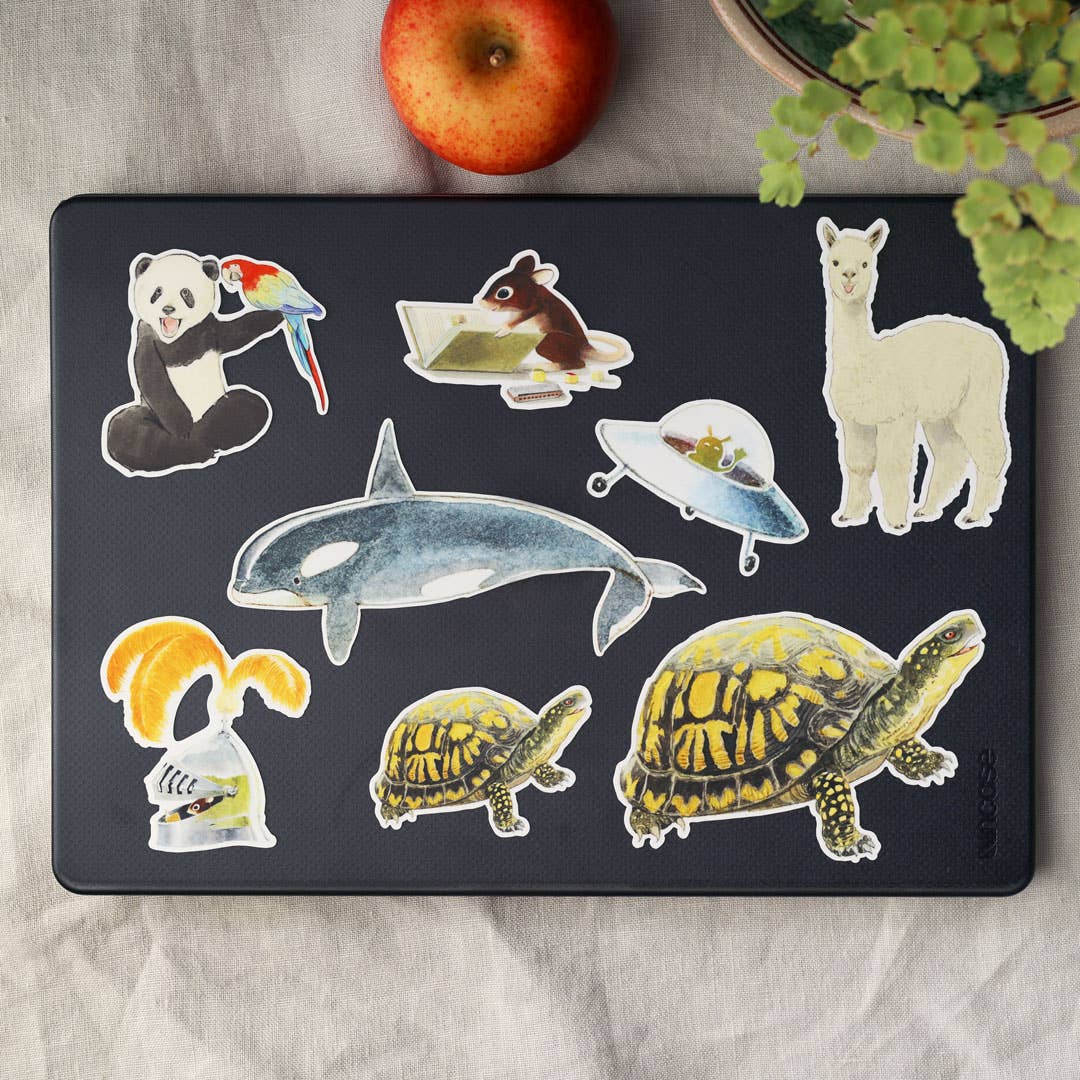 Felix Doolittle - Let's See - Vinyl Stickers - Mouse Reading