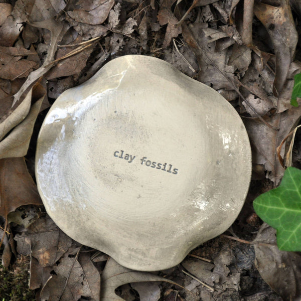 Clay Fossils - Handmade pottery, soap dish, spoon rest, black rabbit moon