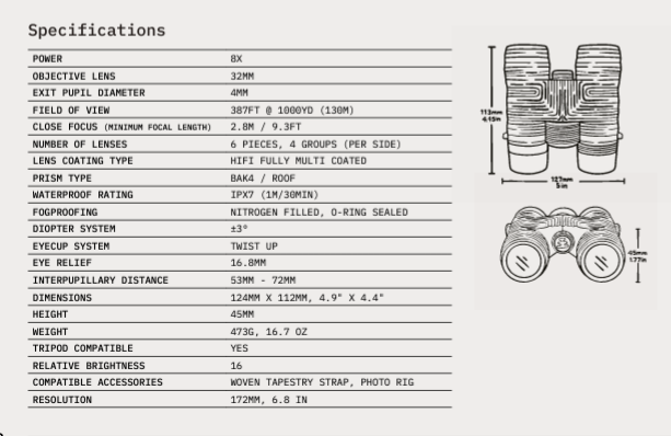 NOCS Field Issue 8X Binoculars