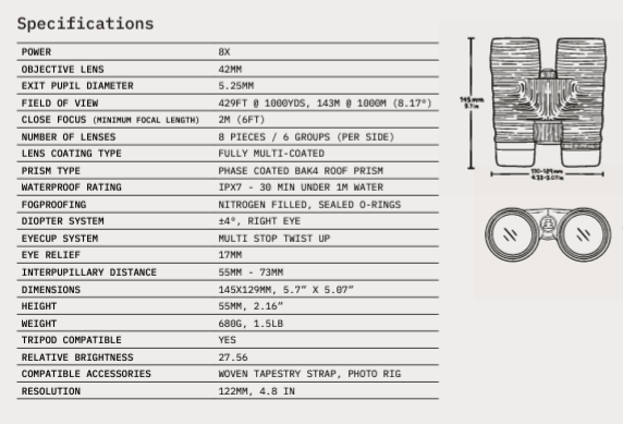 NOCS Pro Issue 8X Binoculars