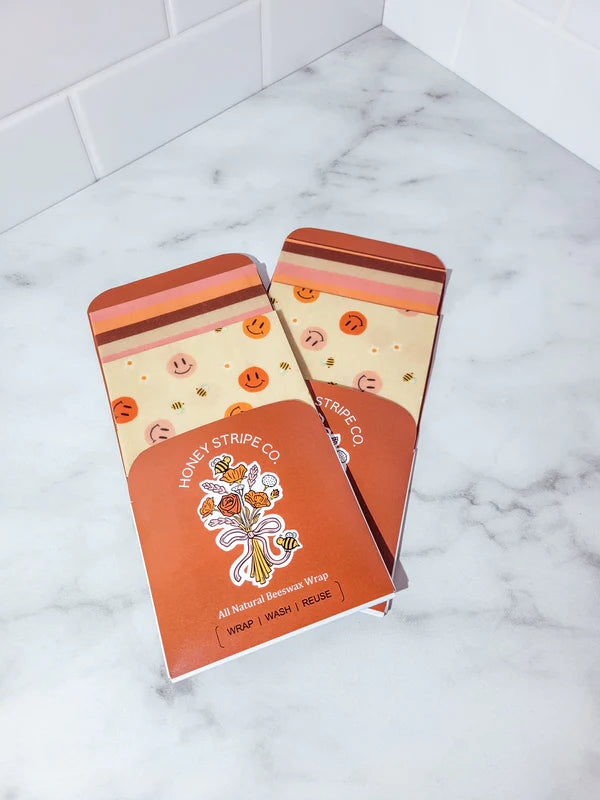 Beeswax Wraps: Bee Happy Set of 2
