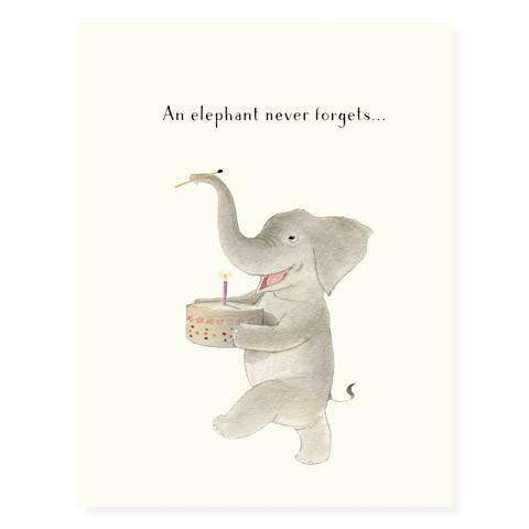 Felix Doolittle Birthday Card- An Elephant Never Forgets