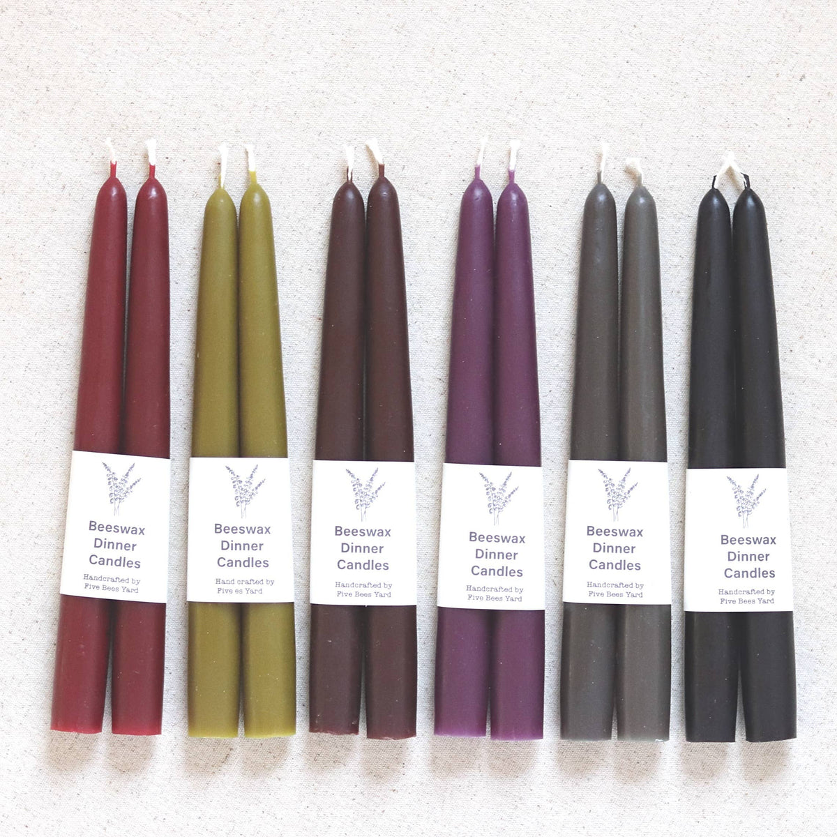 Five Bees Yard - Eco & Sustainable Tapered Dinner Candles | Long & Clean Burn