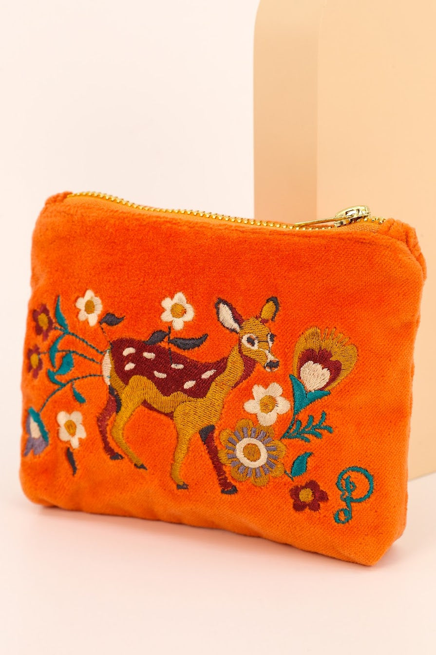 Fawn in a Meadow Velvet Mini Pouch