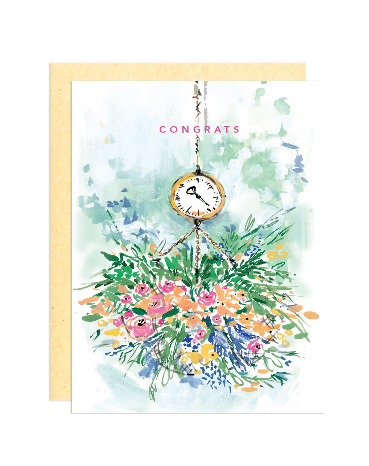 Congratulations Card- Congrats, Hanging Basket