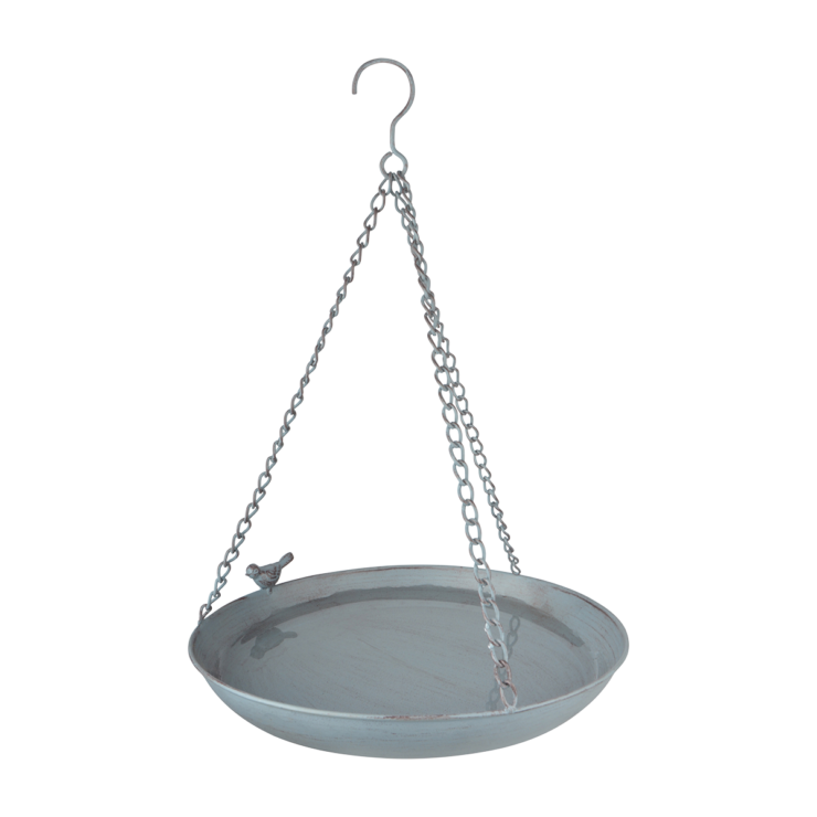 Grey Metal Hanging Bird Bath/Feeder