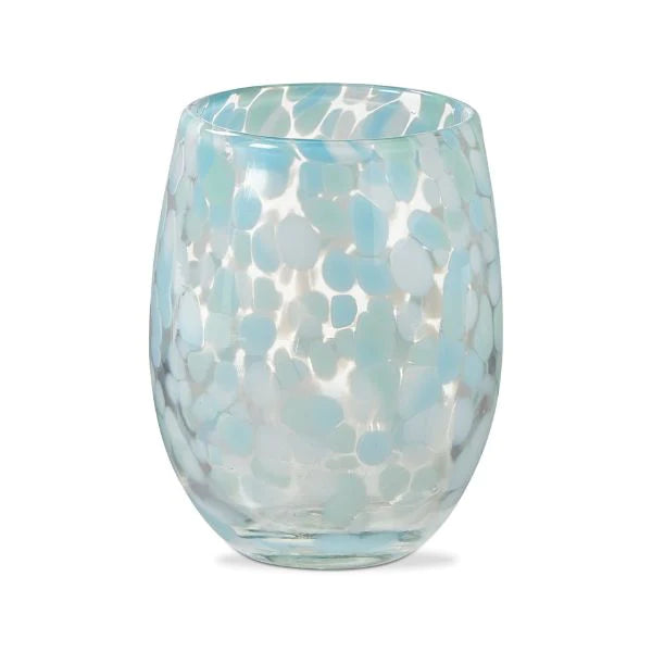 Confetti Stemless Wine Glass in Aqua