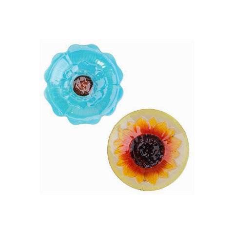 Flower Glass Bird Bath Yard Stake
