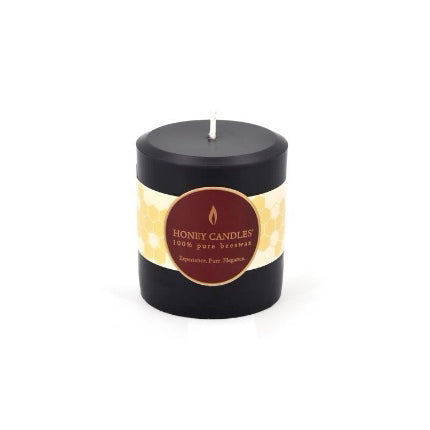 Honey Candle 3" Round Pillar in Black