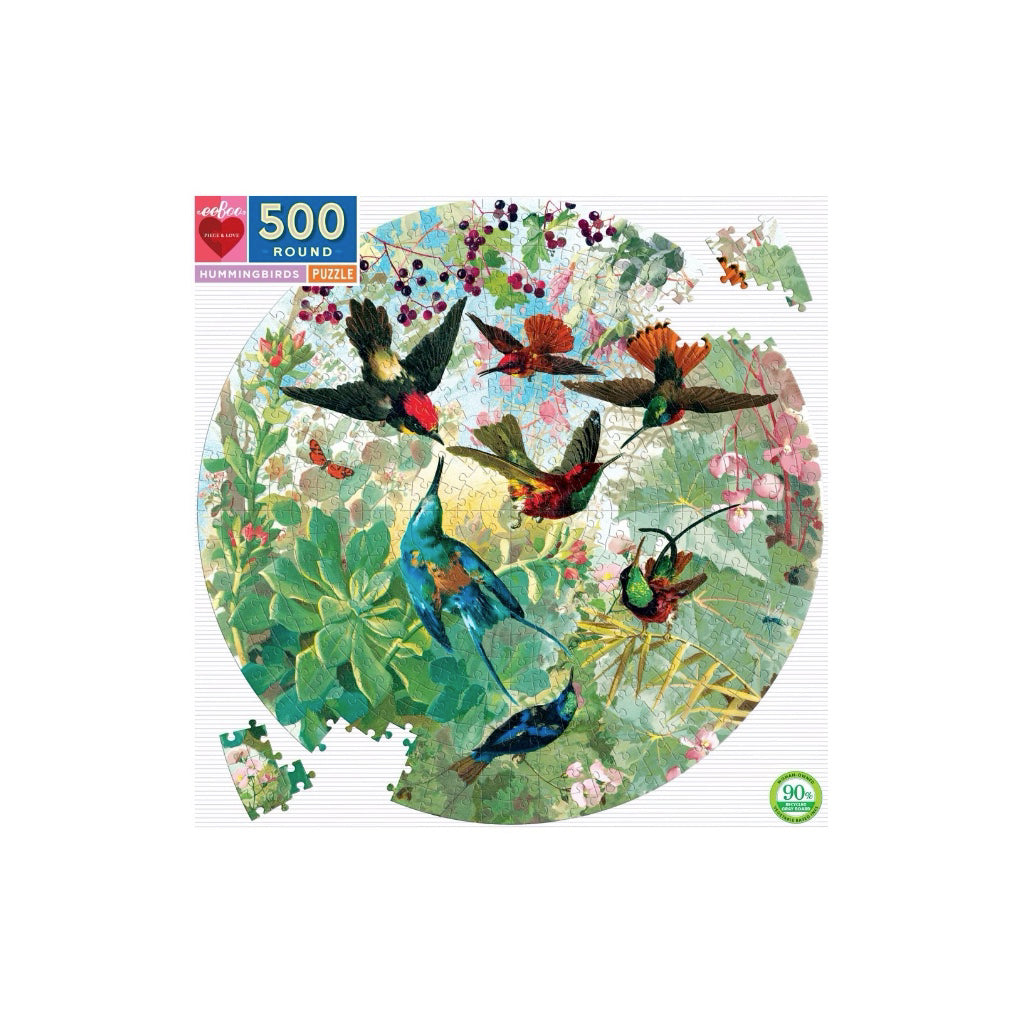 eeBoo 500 Piece Round Puzzle- Hummingbirds