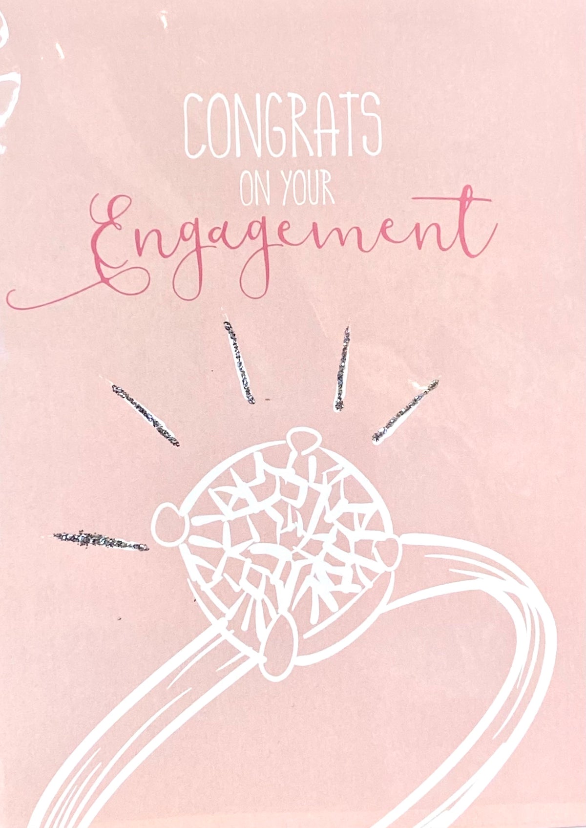 Congrats on Your Engagement Card- Engagement Ring With Glitter Accent