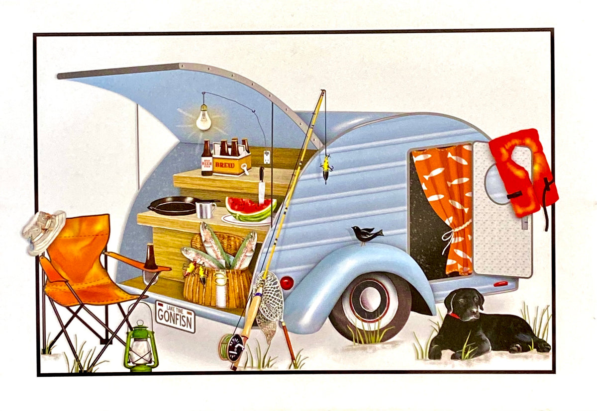 Father's Day Card- Blue Camper And Black Lab