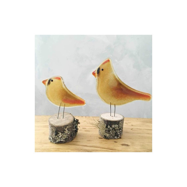 Glass Bird Ornament- Northern Cardinal Female