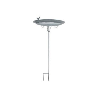Grey Metal Birdbath on a Stake