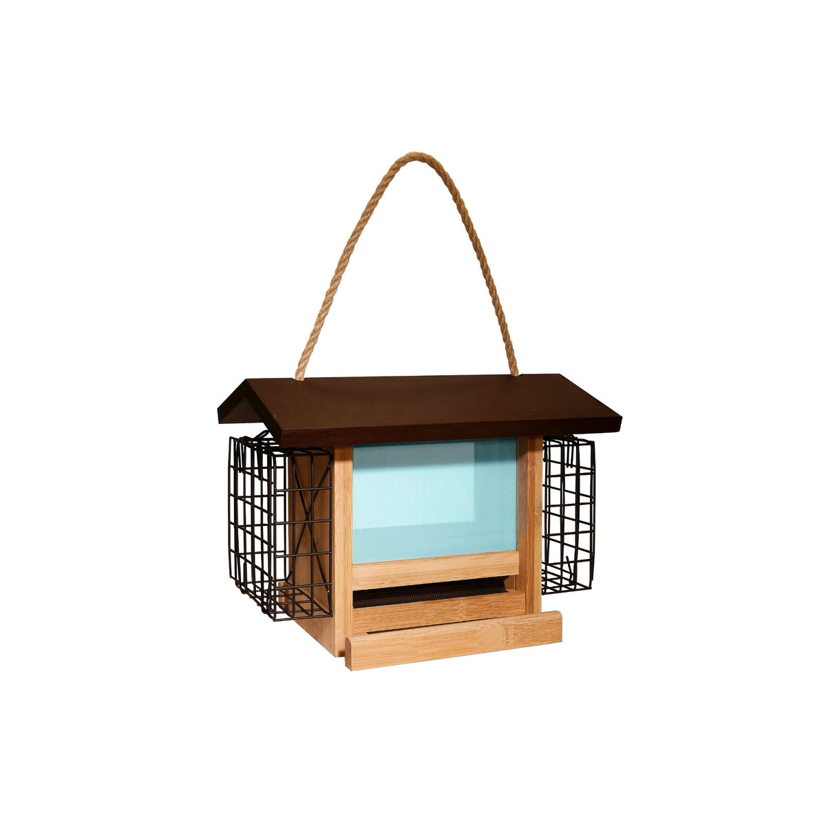 Contemporary Bamboo Ranch Feeder With Suet