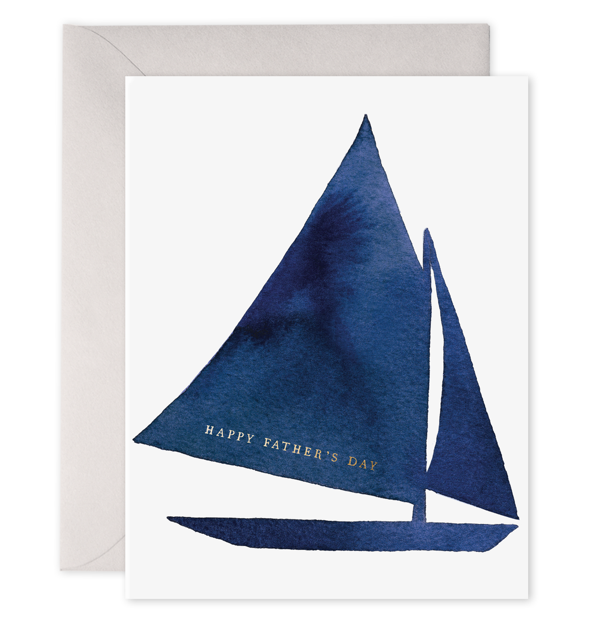 Father's Day Card- Watercolour navy Blue Sailboat