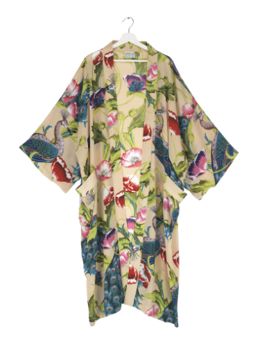 One Hundred Stars Peacocks and Poppies Kimono