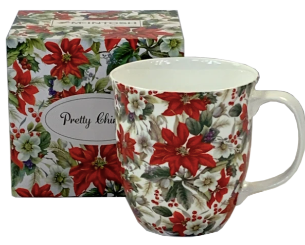 McIntosh Pretty Chintzy Poinsettia Java Mug