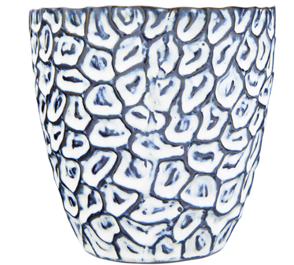 Embossed Stoneware Planter Pot