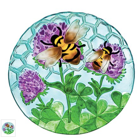 Busy Bee Days Glass Bird Bath