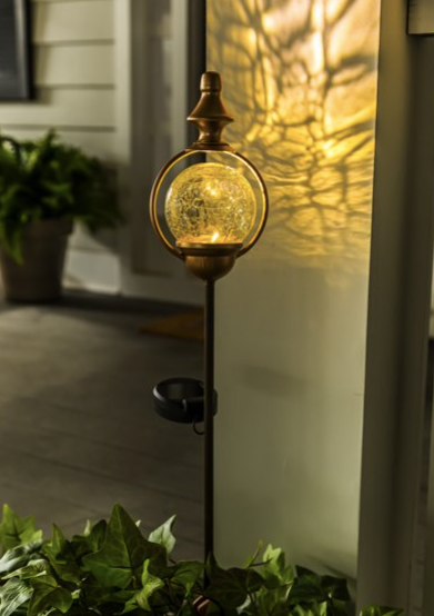 33"H Solar Garden Stake with Bronze Orb Gazing Ball
