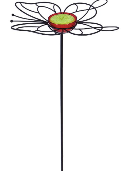 36"H Garden Stake Butterfly Feeder Red