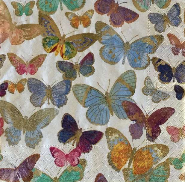 Golden Butterflies Luncheon Napkins
