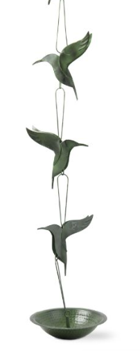 Hummingbird Rain Chain in Moss