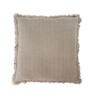 Frayed Edge Pillow in Light Grey