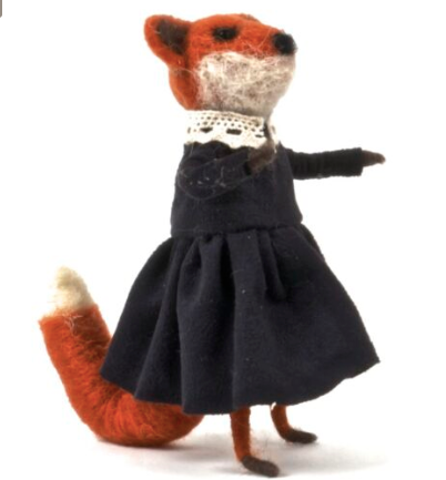 Felt Fox in Navy Dress
