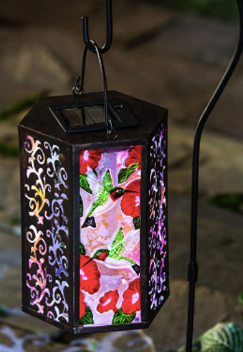 Hummingbird Hand Painted Solar Lantern