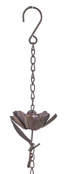 Patina Flower with Leaf Rain Chain