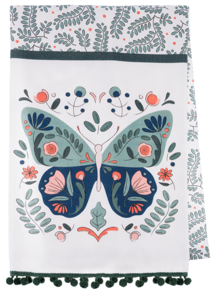 Boho Butterfly & Dragonfly Tea Towel