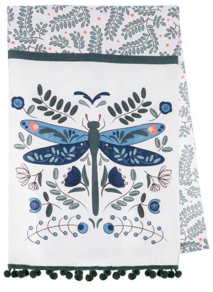 Boho Butterfly & Dragonfly Tea Towel