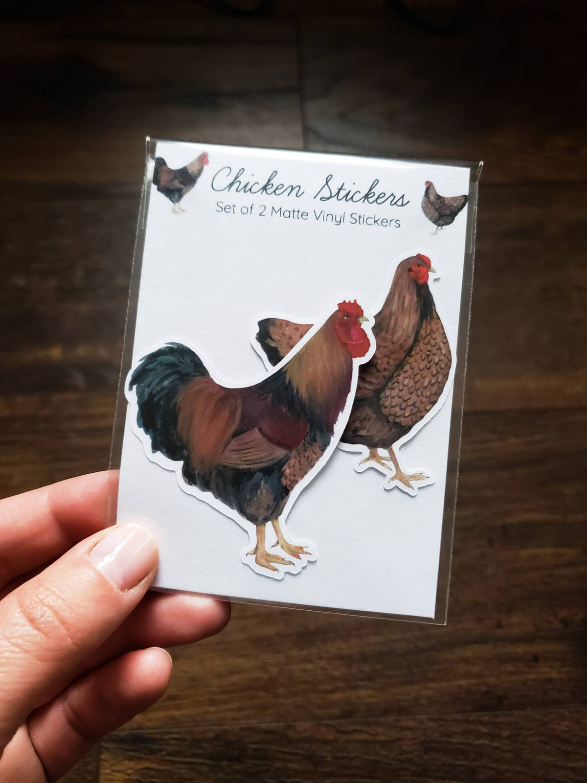 Stephanie Hathaway Designs - Chicken & Rooster Sticker Pack, Set of 2  Matte  Stickers