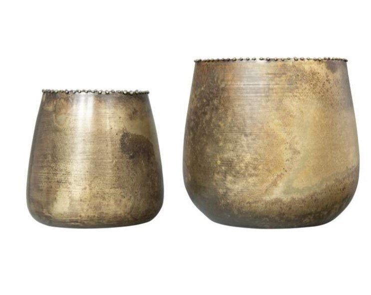 Burnt Brass Metal Hendrix Planter Pots